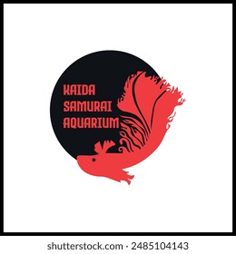  'Kaida Samurai Aquarium' logo, featuring a dynamic blend of traditional samurai elements and aquatic life. Perfect for branding, marketing, and merchandise for aquariums and marine-themed attractions