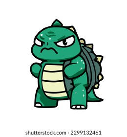Kaiju Green Cute Mascot Icon Vector Illustration