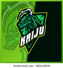 Kaiju Monster mascot esport logo design illustrations vector template, Monster Horn animal logo for team gamer. full color cartoon style