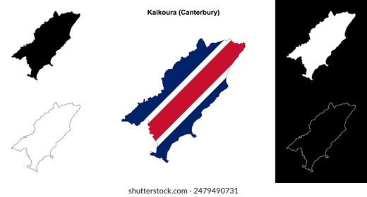 Kaikoura blank outline map set