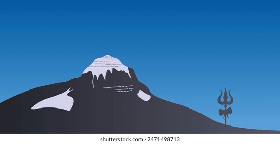 Kailash Mountain Vektorillustration mit Lord Shiv Trisul 