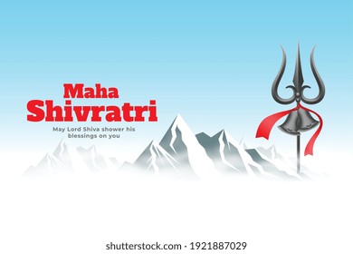 kailash parwat mountain with trishul composition for maha shivratri festival