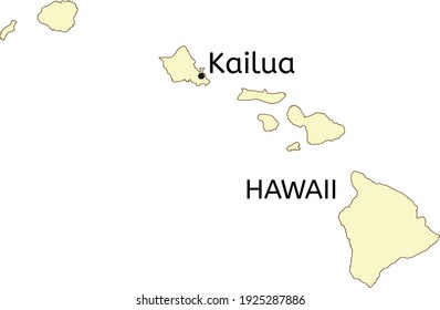 Kailua Census-designated Place Location On Hawaii State Map