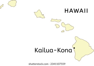 Emplacement désigné du recensement de Kailua-Kona sur la carte de l'État d'Hawaï