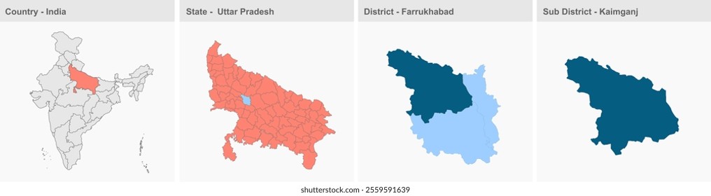 Kaimganj map outlinee, Farrukhabad District, Uttar Pradesh State, Republic of India, Government of  Uttar Pradesh, Indian territory, Eastern India, politics, village, tourism