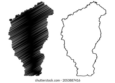 Kaimur District (Bihar State, Patna Division, Republic Of India) Map Vector Illustration, Scribble Sketch Kaimur Map