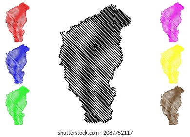 Kaimur District (Bihar State, Patna Division, Republic Of India) Map Vector Illustration, Scribble Sketch Kaimur Map