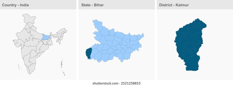 Kaimur district map (Bihar State, Republic of India), Kaimur District, Bihar State, Republic of India, Government of Bihar, Indian territory, Eastern India, politics, village, tourism