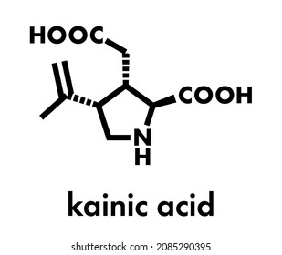 Kainic acid molecule. Direct agonist of the glutamic kainate receptors. Skeletal formula.