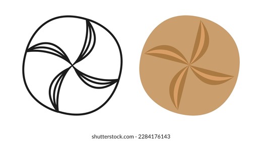 Kaiser, roll simple line and color vector icons.