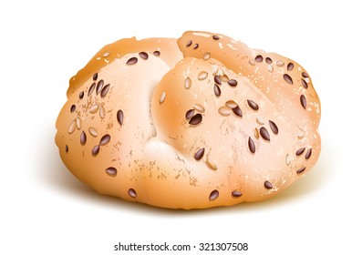 Kaiser rolls with sesame seeds. Vector illustration.