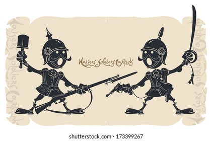 Kaisers soldiers cartoons, vector