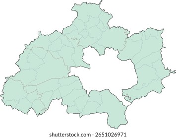 Mapa administrativo do distrito de Kaiserslautern da Renânia-Palatinado (Renânia-Palatinado). República Federal da Alemanha Colorido. Vetor