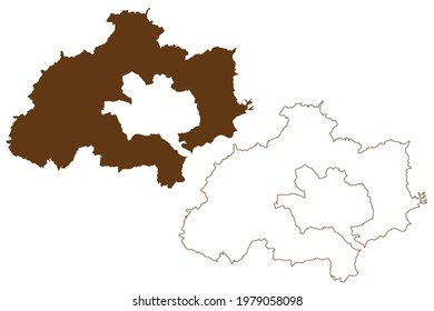 Kaiserslautern district (Federal Republic of Germany, State of Rhineland-Palatinate) map vector illustration, scribble sketch Kaiserslautern map