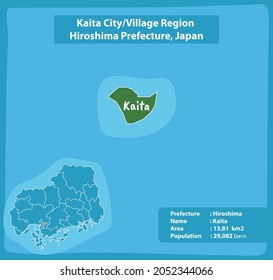 Kaita City Village Region Hiroshima Prefecture Map, Japan