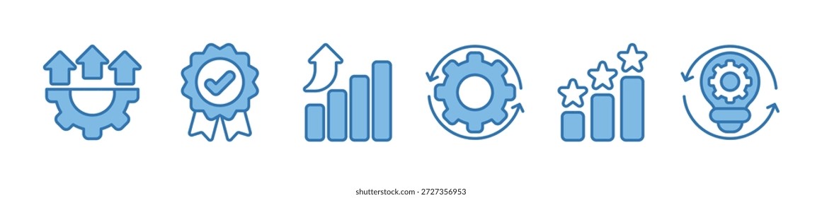 Ilustración vectorial de iconos de Web de Anuncio Kaizen para la filosofía empresarial y el concepto de estrategia corporativa de mejoramiento continuo con calidad, avance, continuidad, éxito e implementación
