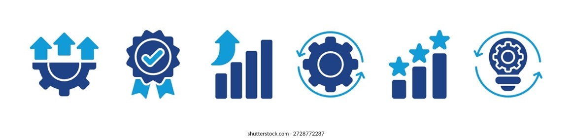 Ilustración vectorial de iconos de Web de Anuncio Kaizen para la filosofía empresarial y el concepto de estrategia corporativa de mejoramiento continuo con calidad, avance, continuidad, éxito e implementación
