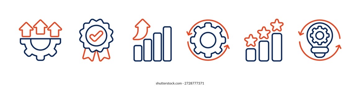 Ilustración vectorial de iconos de Web de Anuncio Kaizen para la filosofía empresarial y el concepto de estrategia corporativa de mejoramiento continuo con calidad, avance, continuidad, éxito e implementación
