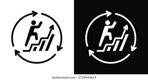 Icono de Kaizen estilo de fondo blanco y negro