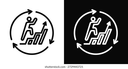 Icono de Kaizen estilo de fondo blanco y negro
