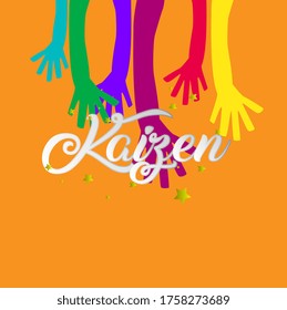 kaizen is mean spirit of japanese, beautiful template banner with youth theme. vector design illustration, graphics elements for t-shirts, the sign, badge or greeting card and background photo booth
