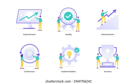 Kaizen Vector Illustration concept web icon. Business philosophy and corporate strategy concept of continual improvement. Suitable for ui, ux, web, mobile, banner and infographic.