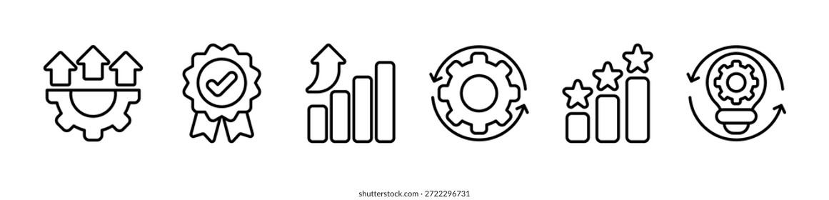 Ilustración vectorial de íconos de Anuncio de Web Kaizen para el concepto de filosofía empresarial y estrategia corporativa sobre el mejoramiento continuo con calidad, progreso, sostenibilidad, éxito e implementación.
