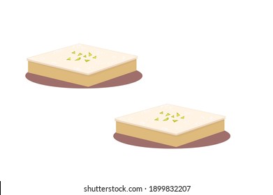 Kaju Katli es una forma de Diamante dulce indio hecho con azúcar de anacardo y mava Sandesh ilustración vectorial aislada en fondo blanco