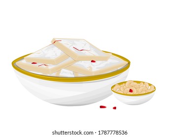 Kaju Katli Indian Sweets or Mithai Food Vector