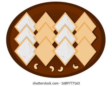 Kaju katli indian Sweets Vector