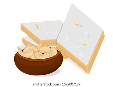 Vector de dulces indios Kaju katli