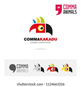 Kakadu bird concept icon set and modern brand identity logo template and app symbol based on comma sign