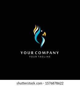 kakadu bird logo, Cockatoo bird concept icon set and modern brand identity logo template and app symbol based on comma sign