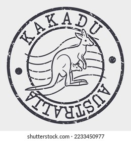 Kakadu NT, Australia Silhouette Postal Passport. Stamp Round Vector Icon. Design Travel Postmark. 