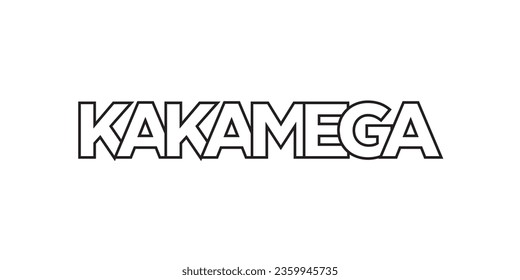 Kakamega in the Kenya emblem for print and web. Design features geometric style, vector illustration with bold typography in modern font. Graphic slogan lettering isolated on white background.