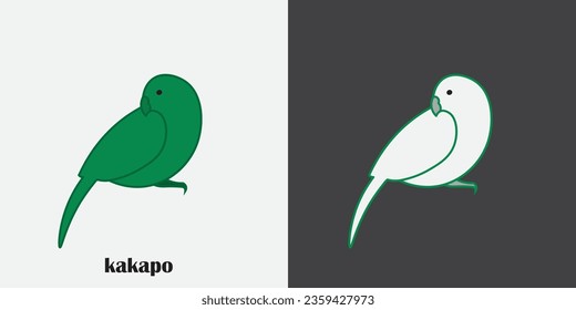 Kakapo bird logo design with minimalist colors