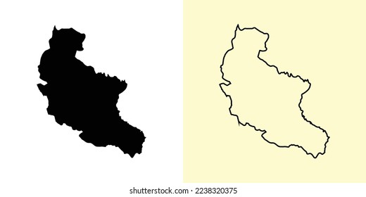 Kakheti map, Georgia, Asia. Filled and outline map designs. Vector illustration