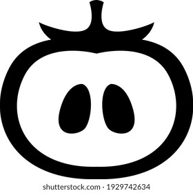 manzana Kaki por la mitad, ilustración, vector sobre fondo blanco.