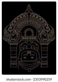 Kal Bhairav, Patan  one line art Continuous line art in elegant style for print, tattoo, poster, textile, cards etc. Beautiful Vector illustration