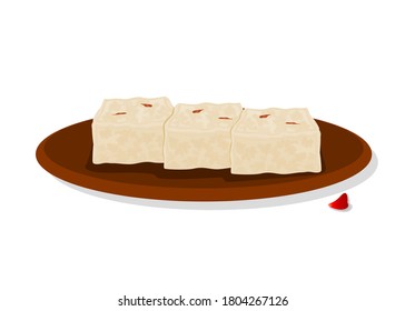 Kalakand Indian Sweets or Mithai Food Vector