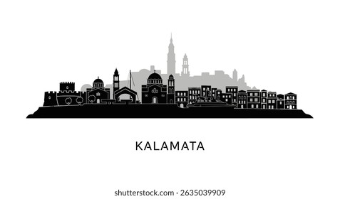 Kalamata Skyline Cityscape Silhouette with Greece.