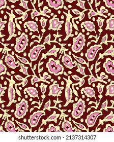 Kalamkari Block Print Seamless Pattern, Kalamkari, Block Print Seamless Pattern