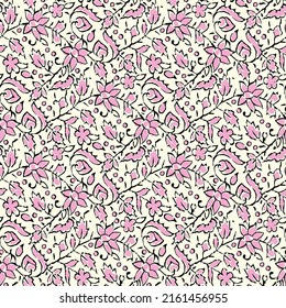 Kalamkari Block Print Seamless Pattern, Kalamkari, Block Print Seamless Pattern