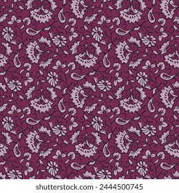 Kalamkari Blockdruck Nahtloses Muster, Kalamkari, Blockdruck Nahtloses Muster