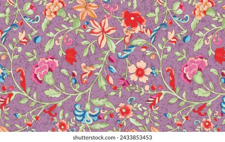 kalamkari floral vector. seamless kalamkari pattern, digital pattern, textile design