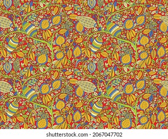 kalamkari Paisley Seamless Pattern, Paisley Printing on Fabric, kalamkari Seamless, kalamkari, Paisley