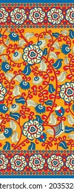 Kalamkari Patern For Printing On Cloth, Seamless  Patern , Kalamkari