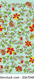 Kalamkari Patern For Printing On Cloth, Seamless  Patern , Kalamkari