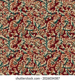 Kalamkari Pattern, Out line For Saree , Kalamkari.