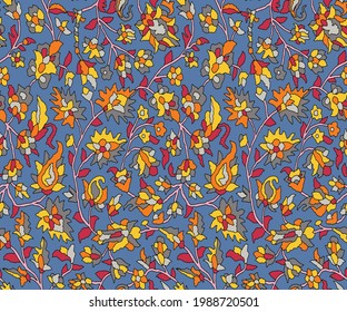 Kalamkari nahtlose Muster für Hintergrund und Stoffdruck